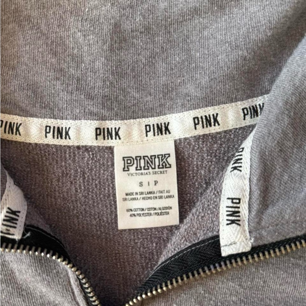Victoria's Secret PINK Gray and Black Zip-Up Sweater - Picture 3 of 3